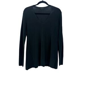 Eileen Fisher Superfine Merino V-Neck Tunic Top in Long Sleeve Green Size S